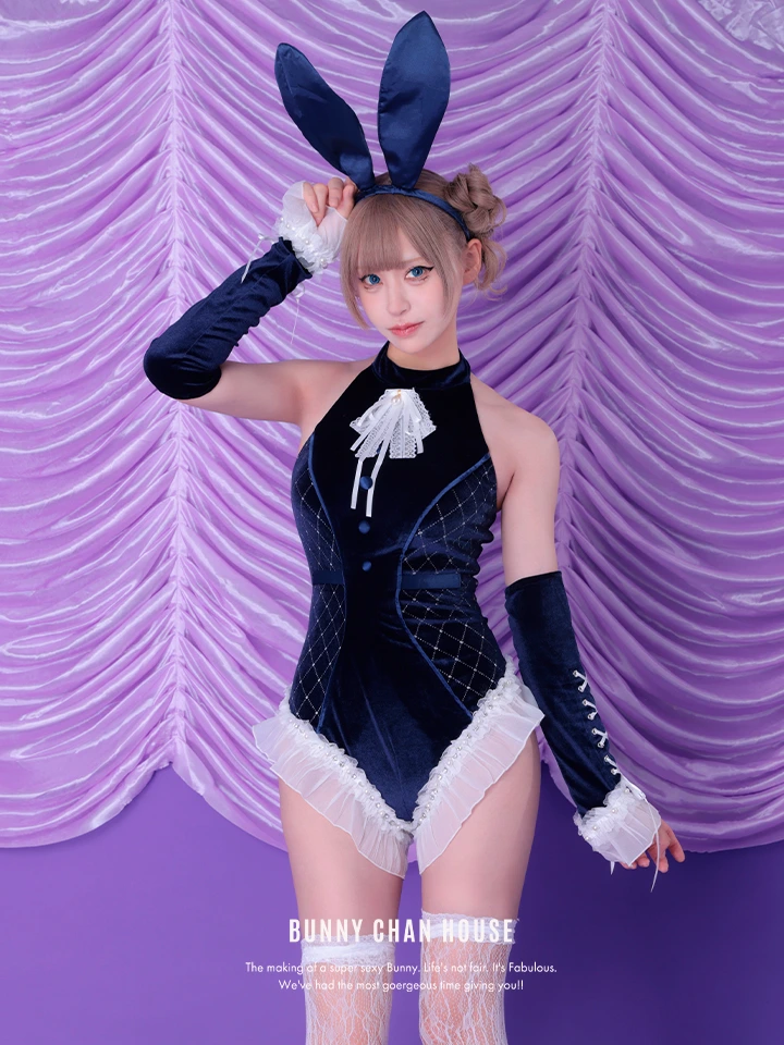 BUNNY CHAN HOUSE（バニーチャンハウス） コスプレ専門店  【3点セット】Luminous Bunny ルミナス バニー ネイビー vcsbn-250227-2 イメージ画像02