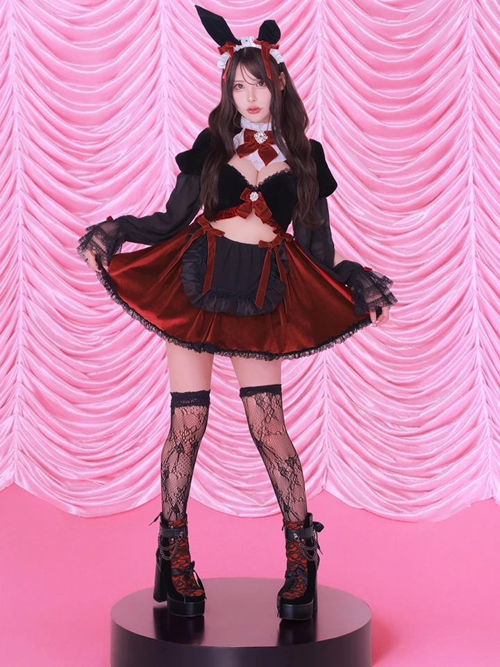 BUNNY CHAN HOUSE（バニーチャンハウス） コスプレ専門店  【2点セット】vanityME. × Chiroru コラボ UmberTwilight Bunny トワイライトバニー バニーコスプレ ブラック vcsbn-260156 イメージ画像01