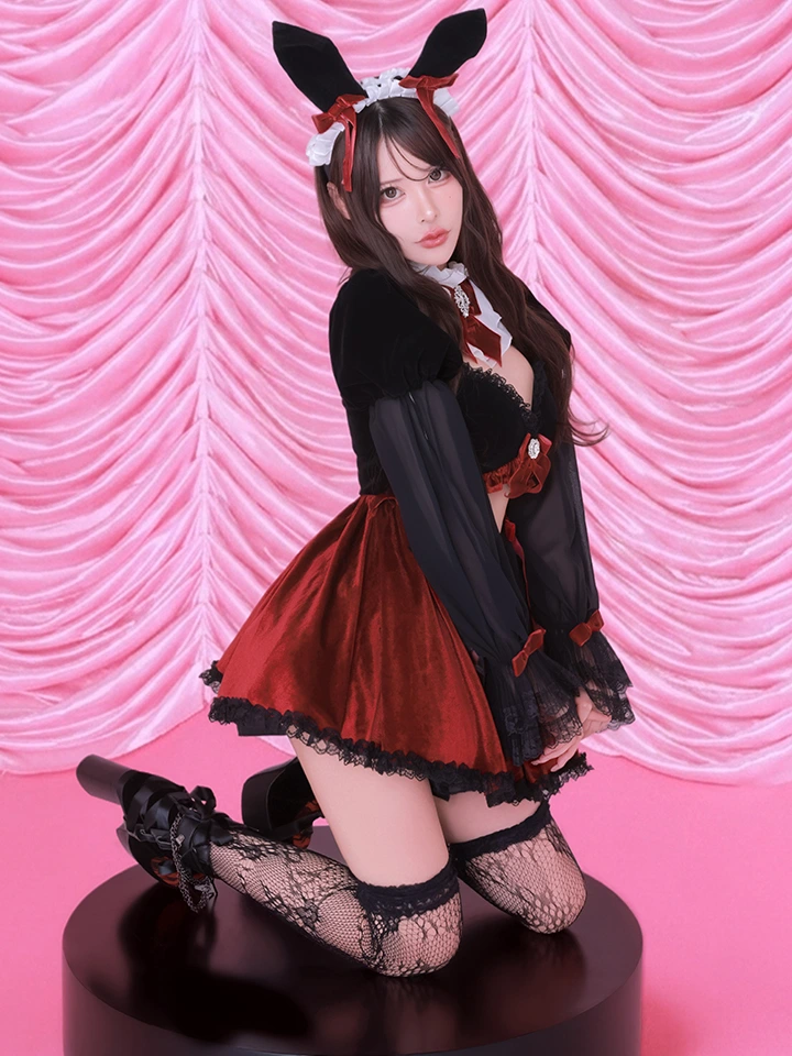 BUNNY CHAN HOUSE（バニーチャンハウス） コスプレ専門店  【2点セット】vanityME. × Chiroru コラボ UmberTwilight Bunny トワイライトバニー バニーコスプレ ブラック vcsbn-260156 イメージ画像03