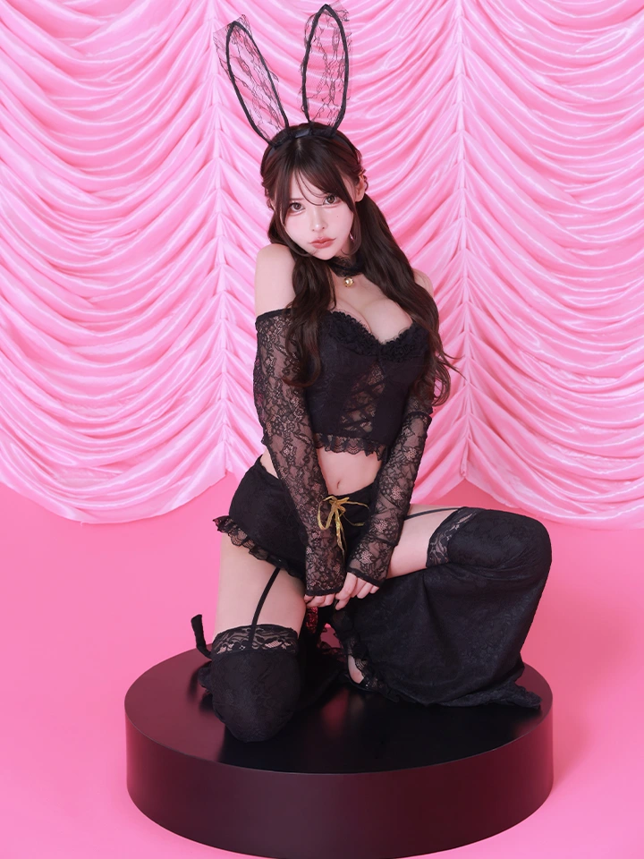 BUNNY CHAN HOUSE（バニーチャンハウス） コスプレ専門店  【9月上旬頃入荷予定】【5点セット】avangal 109 レースシースルーアニマルバニー ブラック vcsbn-260161-1b イメージ画像03
