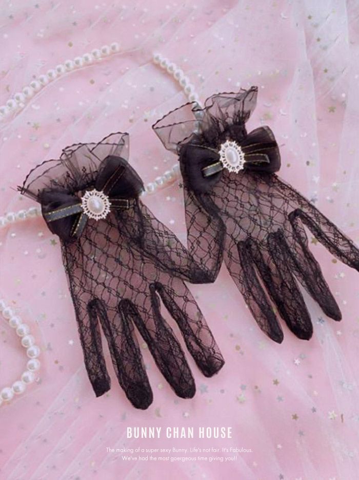 リボンブローチ付きレースグローブ