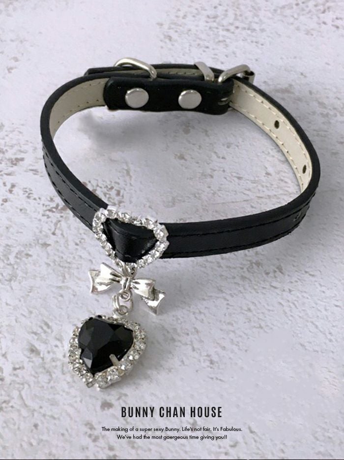 #ハートビジューレザーチョーカー