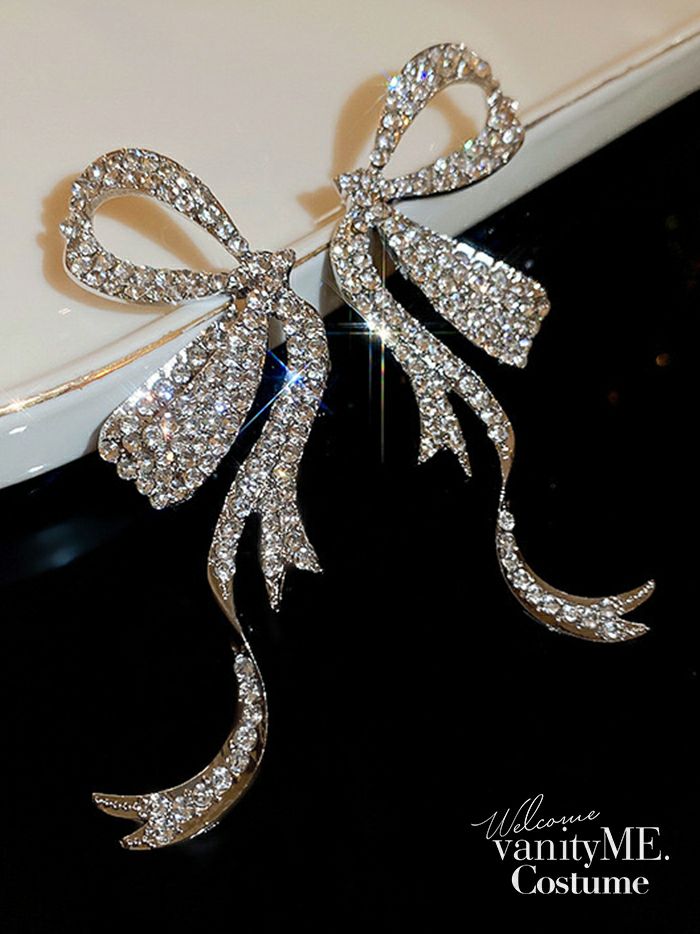 #リボンビジューピアス