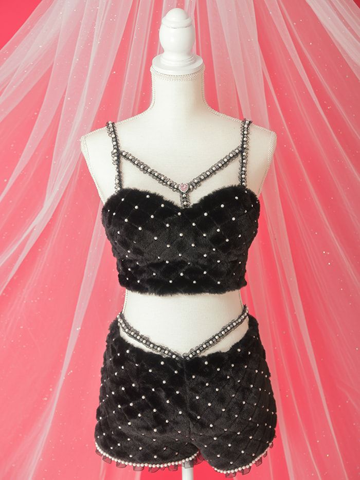 【3点セット】C'est mimi fourrure bunny パンツ ブラック vcsbn-240315-1b