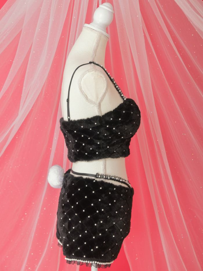 【3点セット】C'est mimi fourrure bunny パンツ ブラック vcsbn-240315-1b