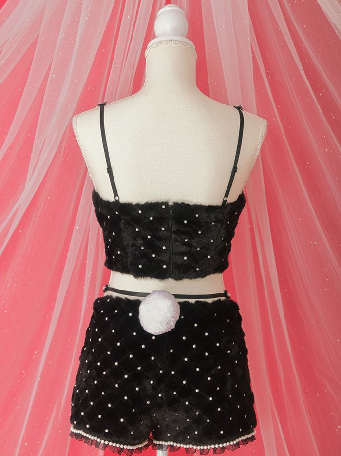 【3点セット】C'est mimi fourrure bunny パンツ ブラック vcsbn-240315-1b