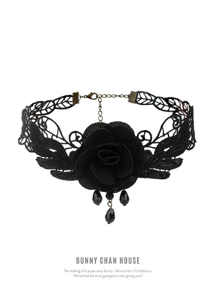 ゴシックローズモチーフチョーカー レースネックレス vcsit-25004