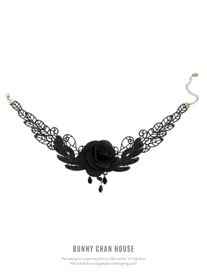 ゴシックローズモチーフチョーカー レースネックレス vcsit-25004