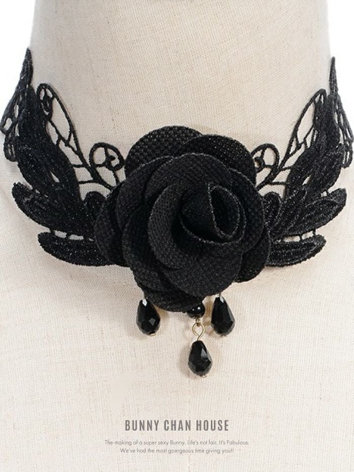 ゴシックローズモチーフチョーカー レースネックレス vcsit-25004