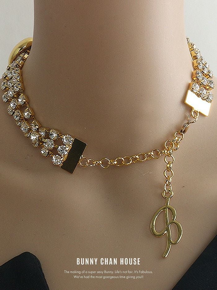 メタリックハート×ビジューチョーカーネックレス [ ゴールド/シルバー ] vcsit-25005