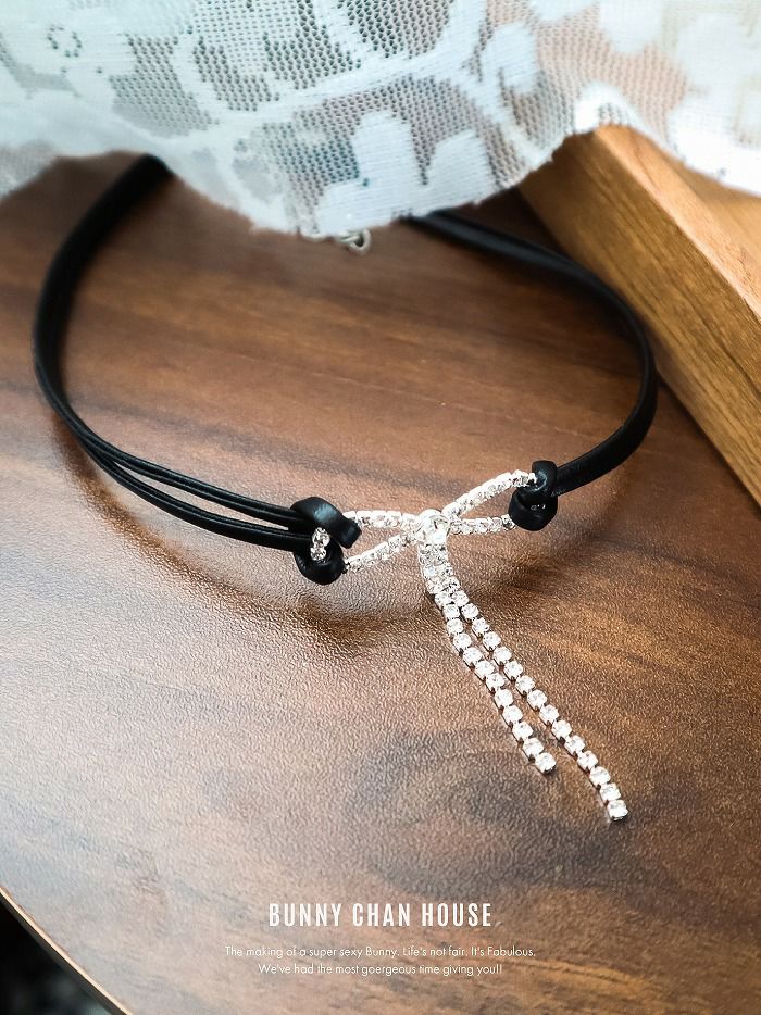 ビジューリボン×レザーチョーカー vcsit-25007