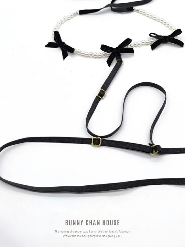 パールリボンチョーカー付きハーネスベルト vcsit-25008