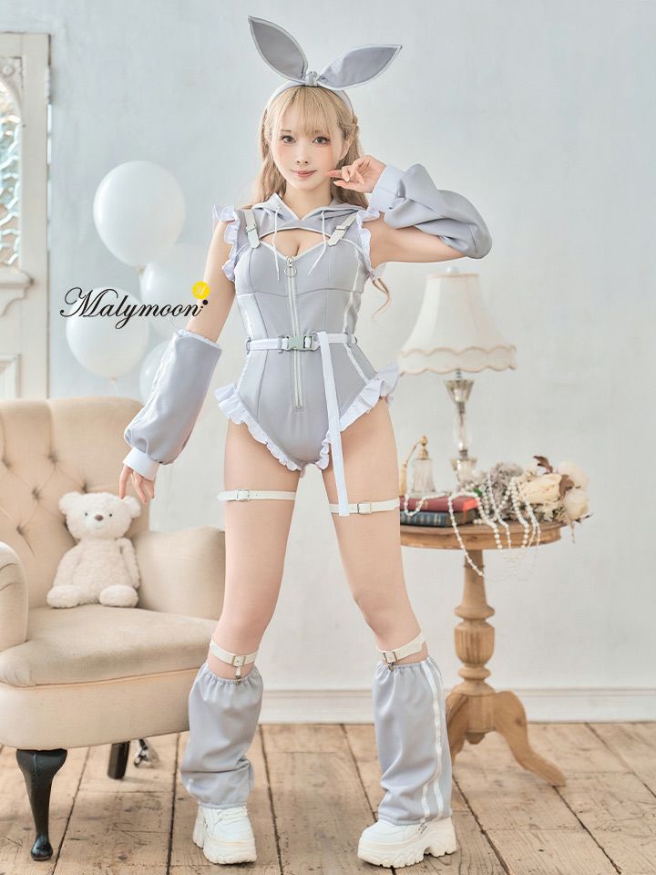 【8点セット】Malymoon マリームーン フリルジップスウェットバニー [ グレー ] mlcs2510349