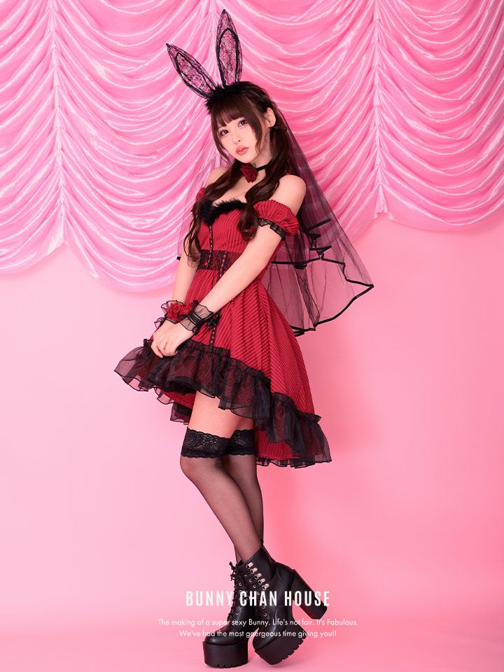【2点セット】Gothic Bride Bunny. ゴシックブライドバニー #LadyRed レッド [チロルちゃん着用] vcsbn-240320-3c-ch