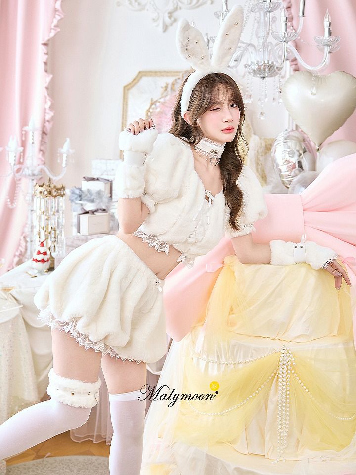 【9点セット】Malymoon マリームーン スイートバニーラテセットアップ [ピンク/ホワイト] ml10277