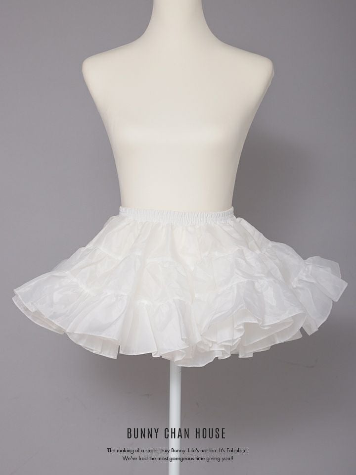 ボリュームフリル インナーパニエ チュチュスカート ブラック・ホワイト