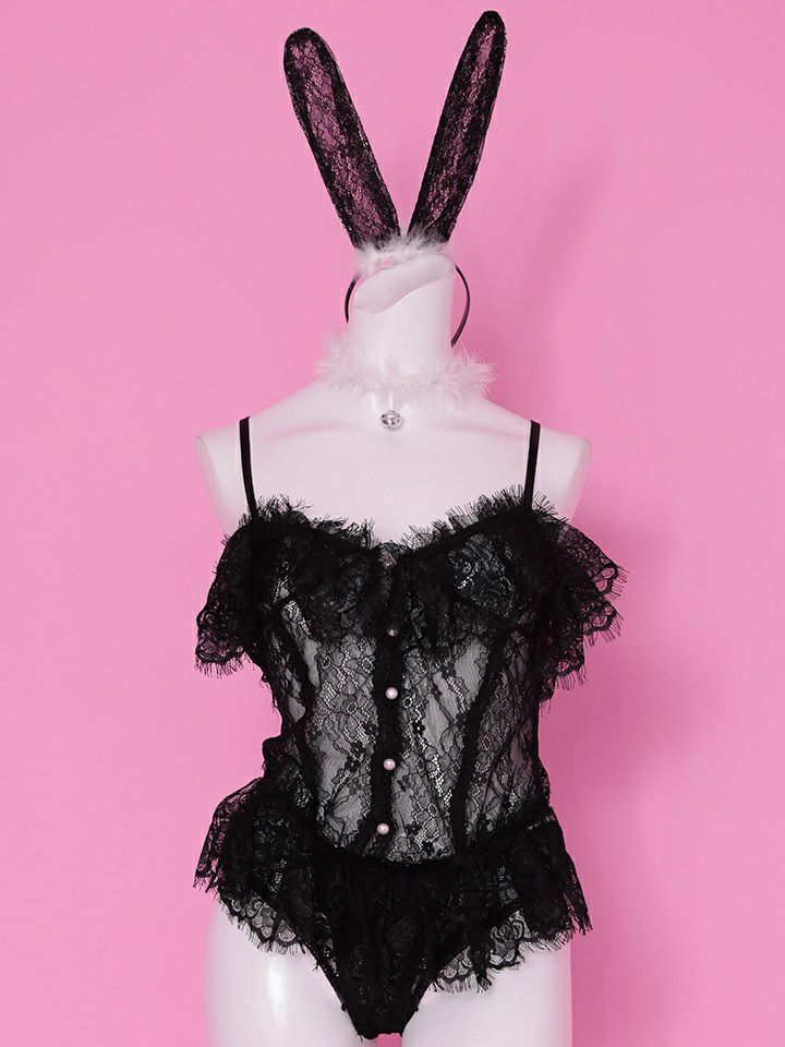 4点セット】Lace teddy lingerie bunny レーステディランジェリー