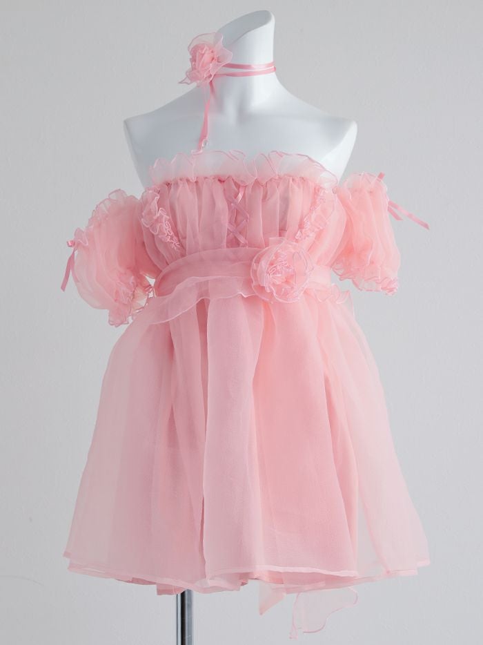 【6点セット】Flower Tulle BUNNY フラワーチュールバニーピンク vcsbn-23341-3