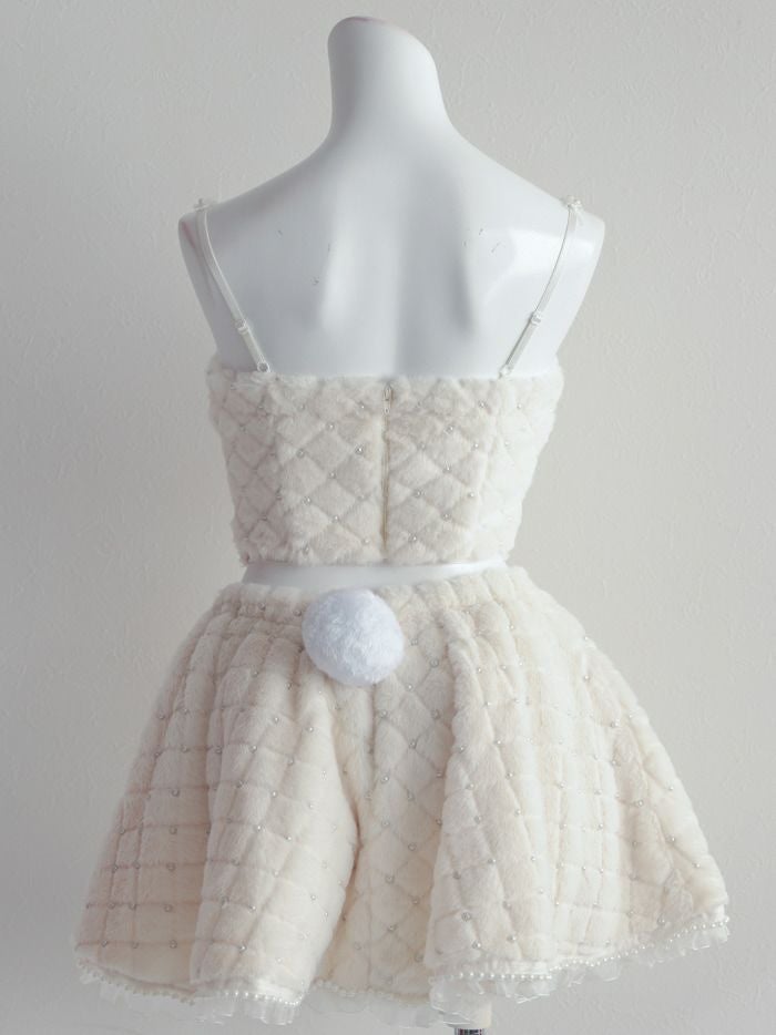 【3点セット】C'est mimi fourrure bunny スカート ホワイト vcsbn-240315-2a