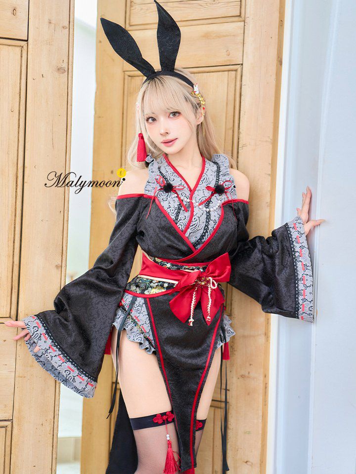 Marymoon 巫女 コスプレ 9点セット】Malymoon マリームーン ロングスリット巫女バニー[ホワイト