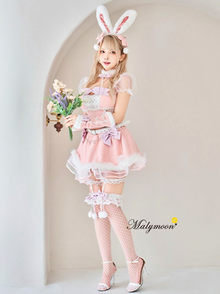 【12点セット】Malymoon マリームーン ツイードバニーセットアップ [ライトブルー/ピンク/ブラック] mlcs25135