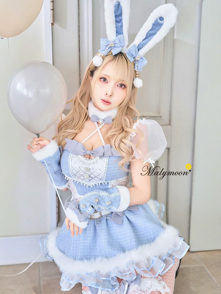 【予約品】Malymoon ツイードバニーセットアップ ライトブルー 12点セット】Malymoon マリームーン ツイードバニーセットアップ