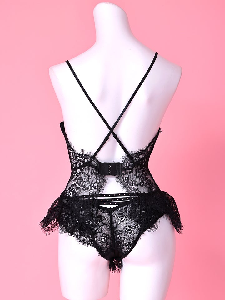 【3点セット】Lingerie Bunny ランジェリーバニー セクシーコスプレ レースアップ 黒 vcsbn-368