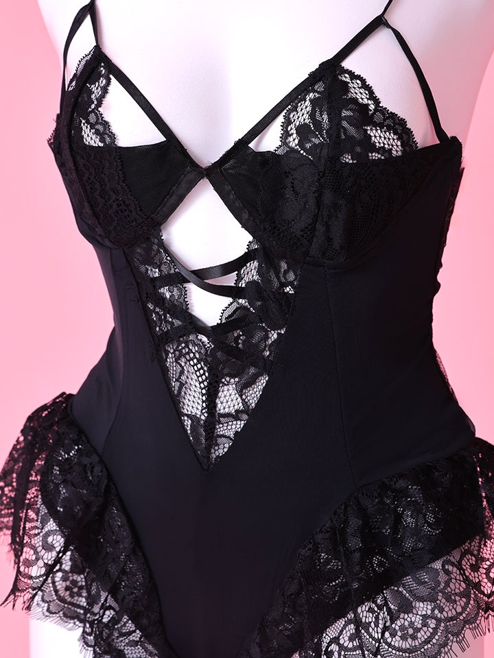 【3点セット】Lingerie Bunny ランジェリーバニー セクシーコスプレ レースアップ 黒 vcsbn-368