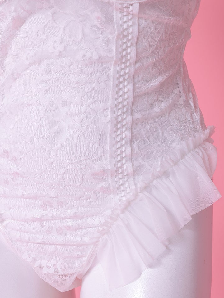 【4点セット】Lingerie Bunny ランジェリーバニー センシュアル 総レース テディ セクシーコスプレ ホワイト vcsbn-6722-2