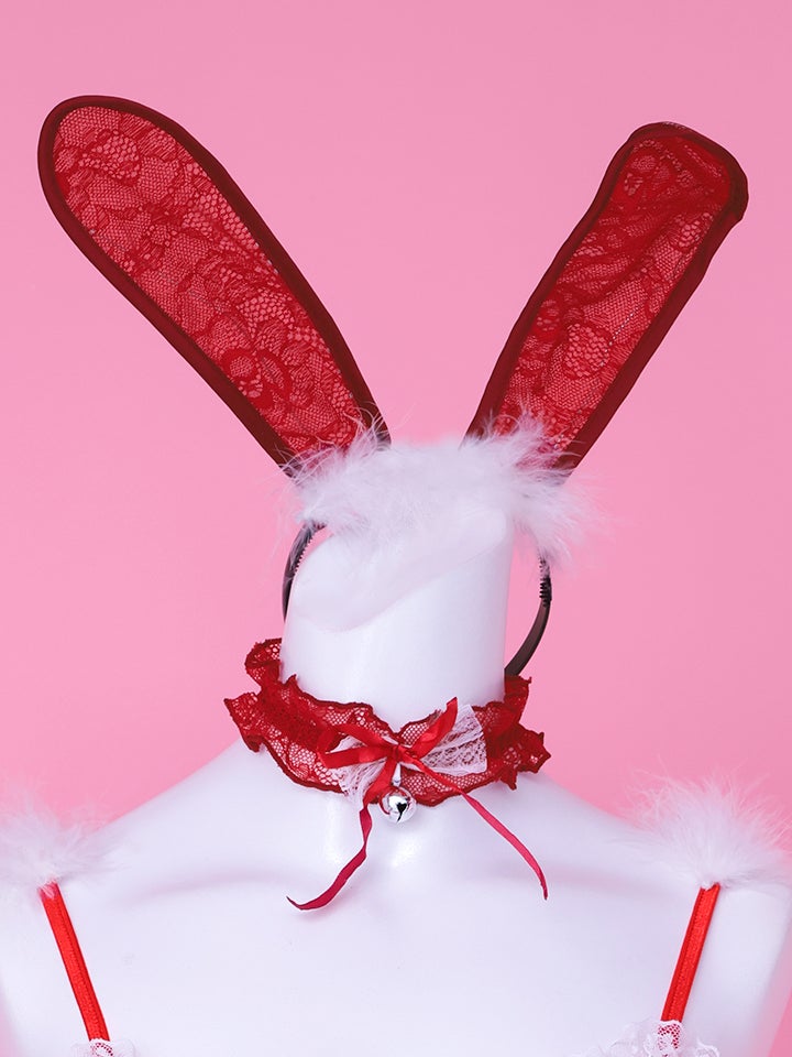 【4点セット】Lingerie Bunny ラブリー ランジェリーバニー セクシーコスプレレーススカート 総レース 赤 vcsbn-2665-3